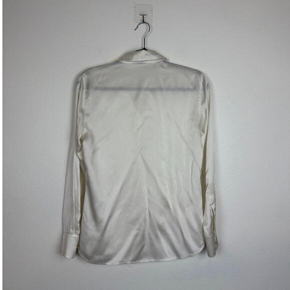 Ravella Milano Luxury Silk Satin Gold Button Down Quiet Luxury Blouse Medium - Picture 3 of 6